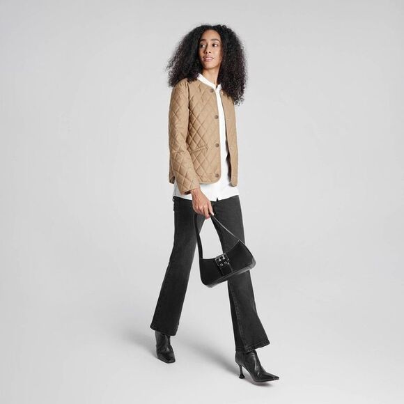 A New Day - Women's Quilted Jacket - A New Day Khaki L Khaki - Picture 4 of 6